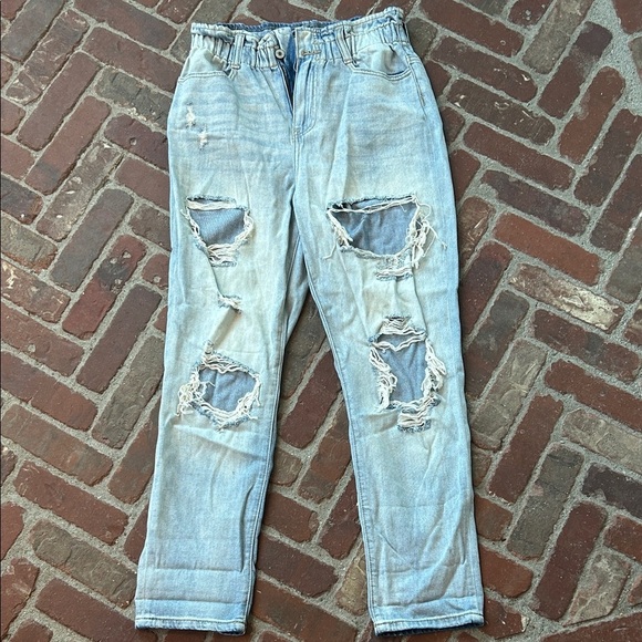 Kancan Paperbag High Waist Distressed Jeans - Picture 1 of 4